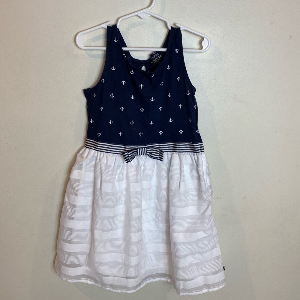 Nautica Blue White Nautical Anchor Sun Dress 6X